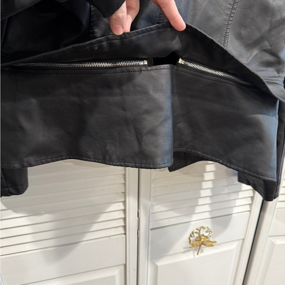 Faux leather black moto jacket